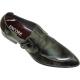 Encore By Fiesso Black Grey With Strap Buckle Genuine Leather Loafer Shoes FI6502/44